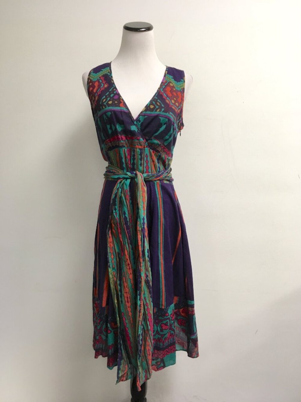 Label Ritu Kumar Anthropologie boho ethnic sleeveless cotton print dress 3 M L